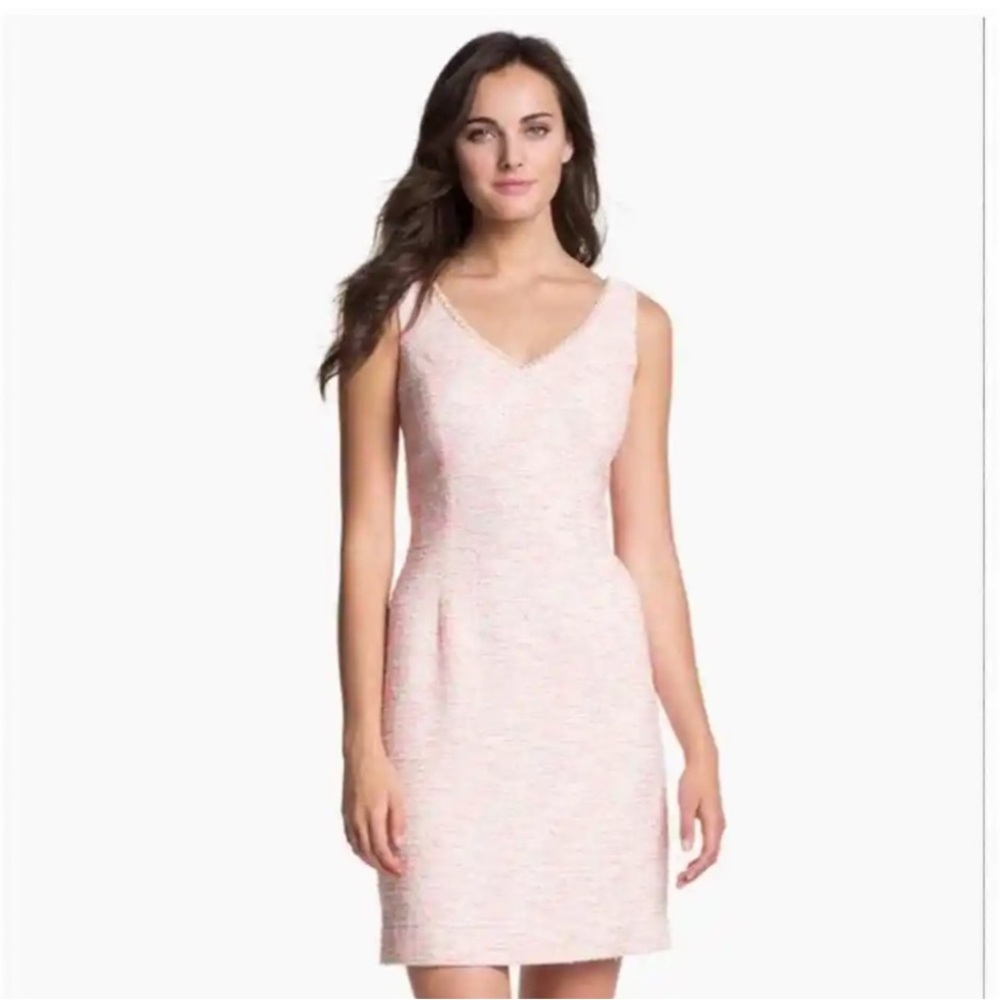 NWT Lilly Pulitzer Laidley Sparkle Pink Pretty Lurex Boucle Pearl Neck Dress 12